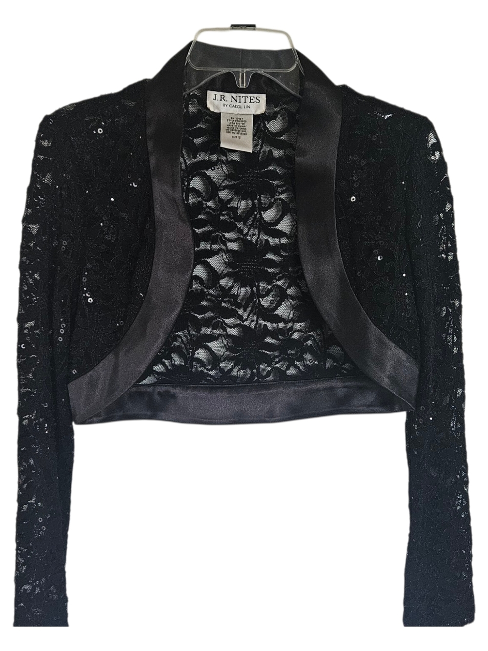 J.R. Nites Black Sequin Lace Bolero Jacket